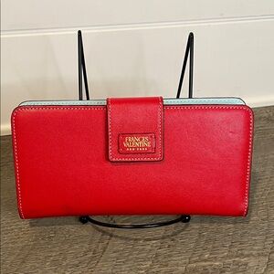 Frances Valentine Jefferson Slim Wallet - Red/Light Blue